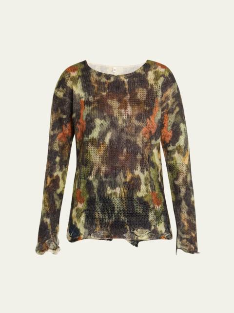 R13 Distressed Wool-Blend Boyfriend Sweater