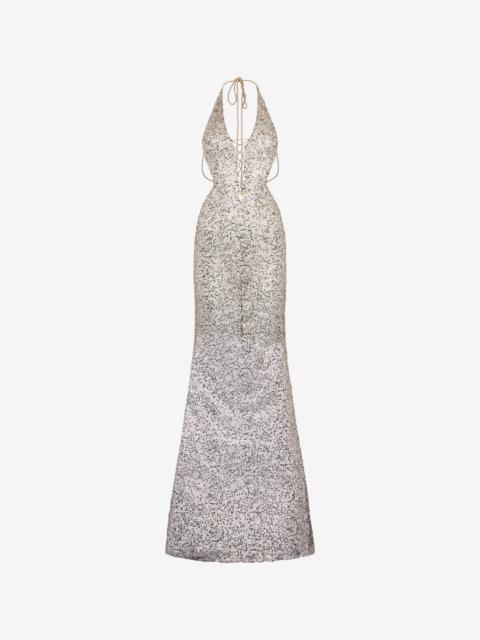 Roberto Cavalli Sequin Halter Neck Maxi Dress