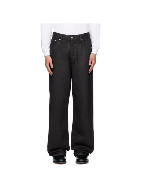 Dries Van Noten Black Coated Loose-Fit Jeans