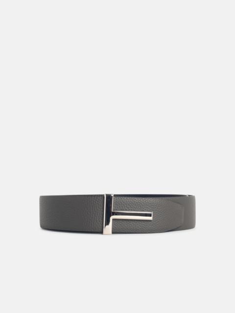 TOM FORD 'T ICON' GREY LEATHER BELT