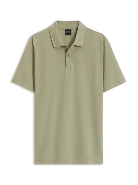 BOSS COTTON-BLEND POLO SHIRT WITH BUBBLE-STRUCTURED JACQUARD
