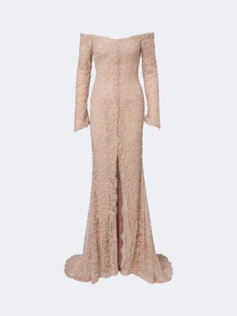 MARMAR HALIM Embellished off-shoulder lace gown