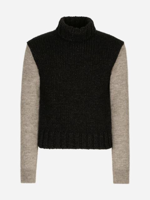 Dolce & Gabbana Two-tone wool and alpaca turtle-neck sweater