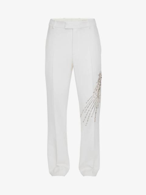 Alexander McQueen Men's Astral Jewel Wide Leg Trousers in Ivory