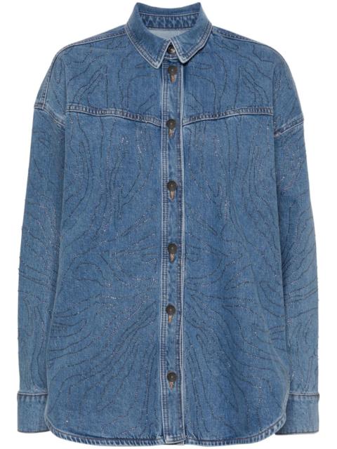 ROTATE crystal-embellished denim shirt
