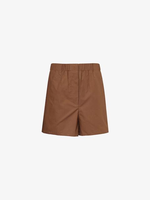 Lui elasticated-waist cotton-poplin shorts