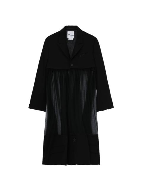 Noir Kei Ninomiya sheer-panel mid-length coat