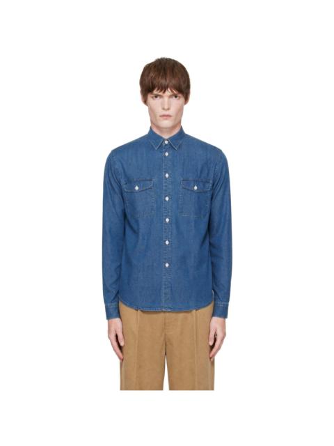 Merz b. Schwanen Blue Denim Long Sleeve Shirt