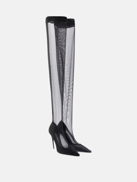 Tulle over-the-knee boots