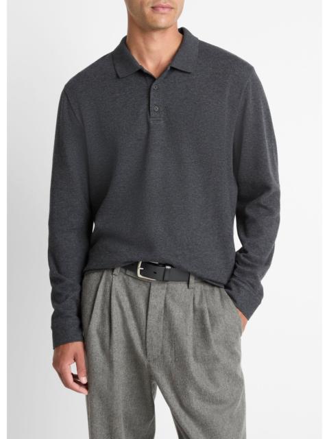 Vince Heathered Double-Face Cotton-Blend Polo Shirt