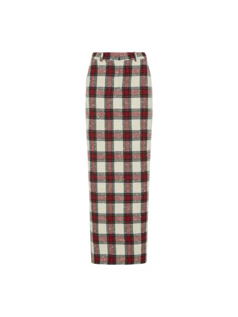 Alessandra Rich CHECKED LUREX WOOL LONG SKIRT