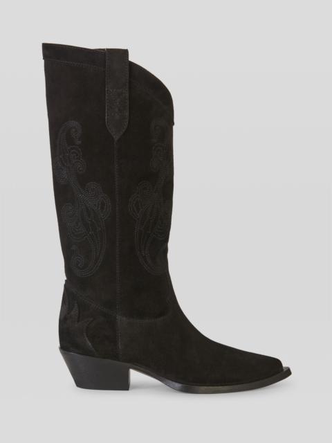 SUEDE BOOTS WITH PAISLEY EMBROIDERY