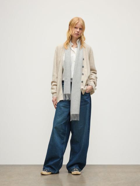 Johnstons of Elgin Wild Thistle Intarsia Natural Cashmere Cardigan
