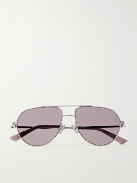 Bottega Veneta Aviator-style Silver-tone Sunglasses