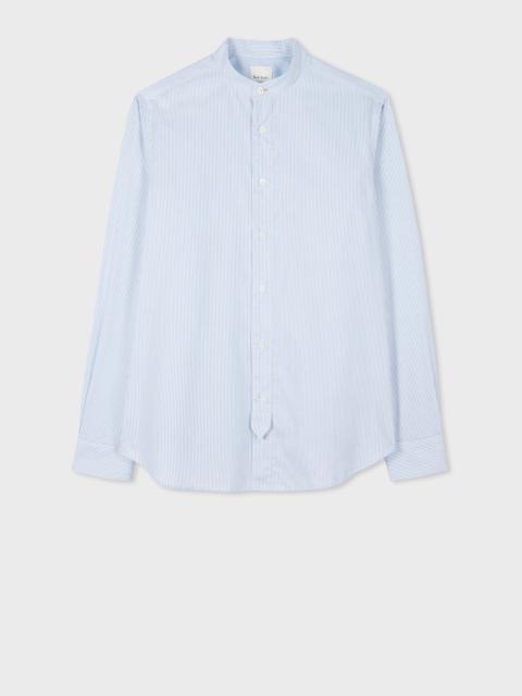 Light Blue Stripe Stand-Collar Shirt