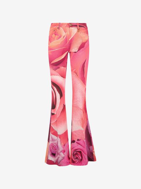 Roberto Cavalli Fit & Flare Jeans With Garden Rose Print