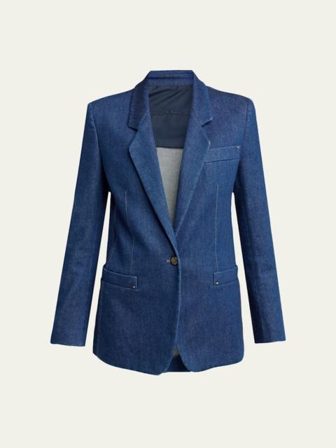 GIORGIO ARMANI Denim Single-Breasted Blazer Jacket