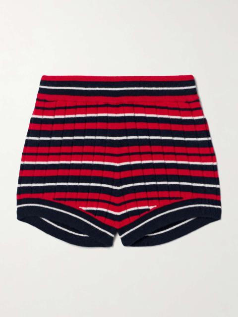 Striped ribbed cashmere shorts