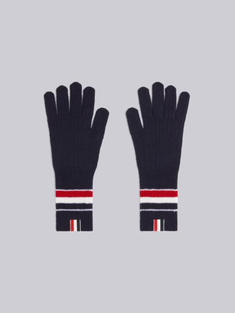 Thom Browne Navy Fine Merino Wool Multicolor Stripe Rib Gloves