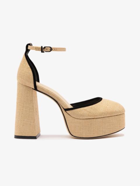 Ari Pump In Beige Raffia and Black Trimming