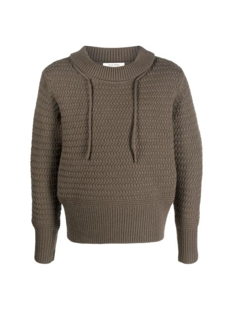 drawstring-neck chunky-knit jumper