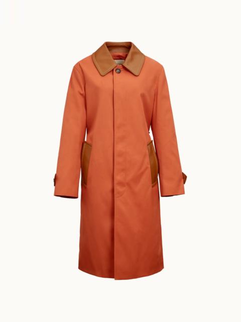 Tod's TRENCH COAT WITH LEATHER INSERTS - ORANGE