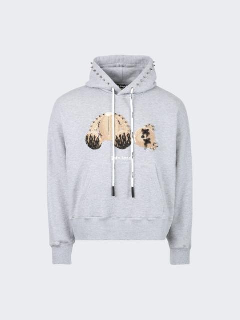 Palm Angels Punk Bear Lurex Fleece Hooded Sweatshirt Melange Grey