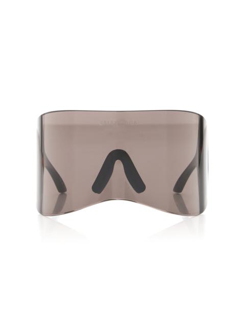 Geometrical/Directional Wrap-Frame Acetate Sunglasses black