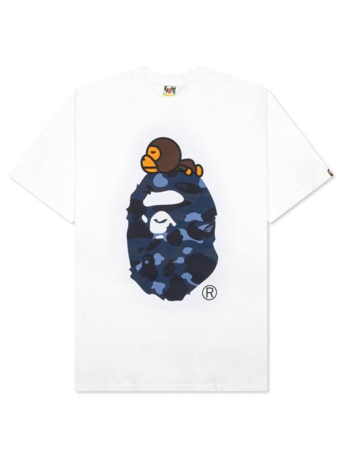 COLOR CAMO MILO ON BIG APE TEE - WHITE/NAVY