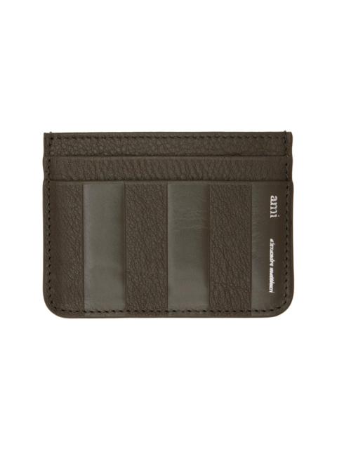 AMI Paris Khaki Leather Midi Card Holder