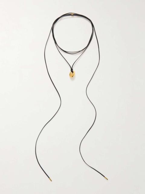 Aoi gold-tone and leather necklace