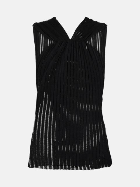 SAINT LAURENT criss-cross ribbed blouse