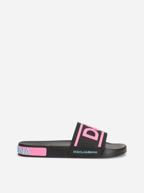 Dolce & Gabbana Rubber beachwear sliders with butterfly print