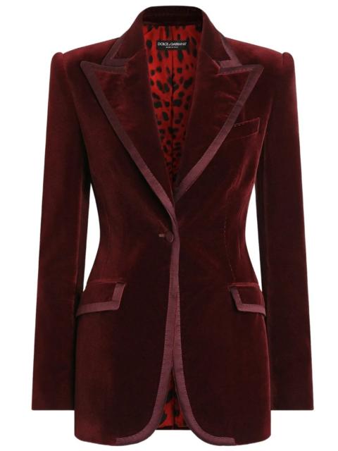 Dolce & Gabbana Red velvet jacket with leopard print lining