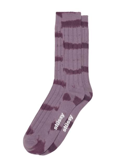 Dyed Striped Ribbed Crew Socks