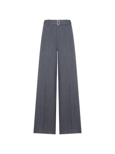 LARDINI pinstripe belt trousers