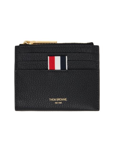 Thom Browne Black Soft Pebble Grain Zip Top Card Holder