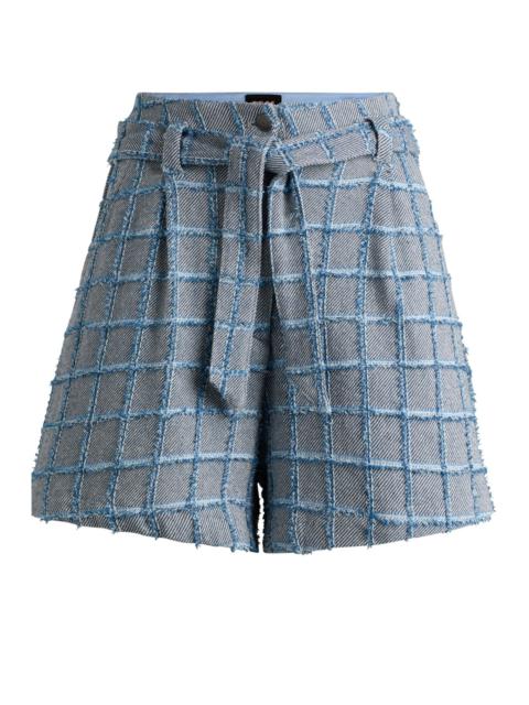 BOSS TWEED PAPERBAG SHORTS WITH DENIM CHECK