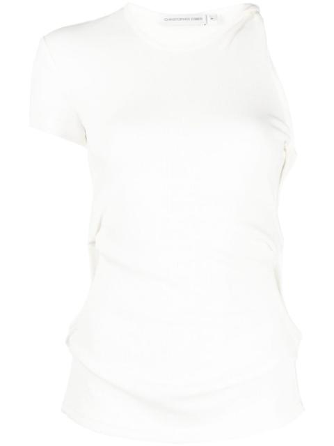 CHRISTOPHER ESBER twist-detail asymmetric ribbed T-shirt