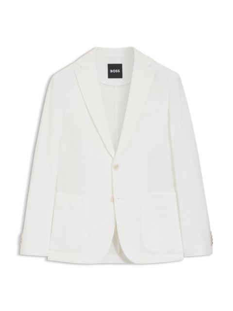 BOSS SLIM-FIT JACKET IN STRETCH-COTTON SEERSUCKER