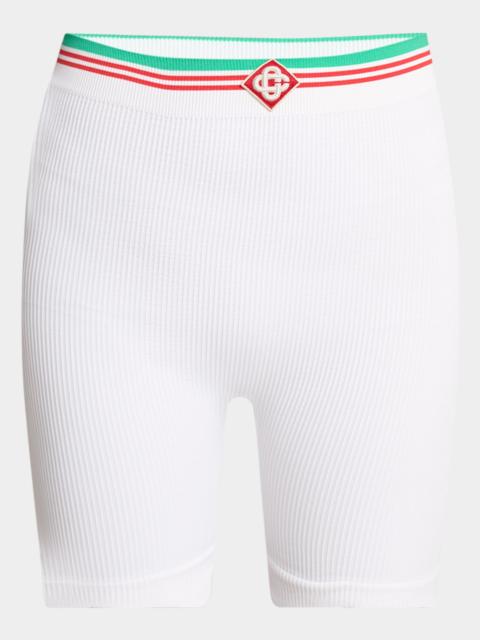 CASABLANCA Logo-Band Seamless Rib Biker Shorts