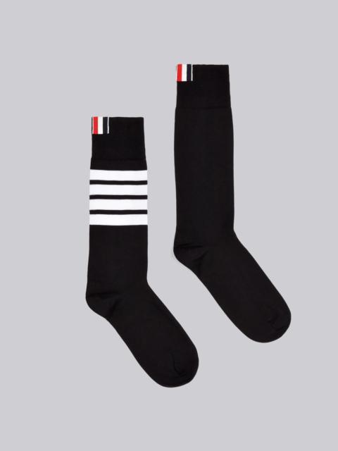 Navy Lightweight Cotton Mid-calf 4-Bar Socks