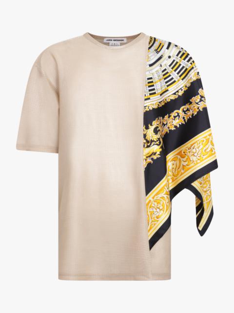 Junya Watanabe GLITTER S/S TOP X HALF VERSACE CLOCK PRINT SCARF | BEIGE/BLACK/YELLOW