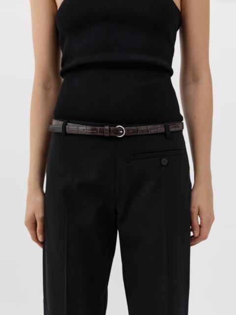 ST. AGNI Minimal Slim Belt - Croc Embossed Coffee
