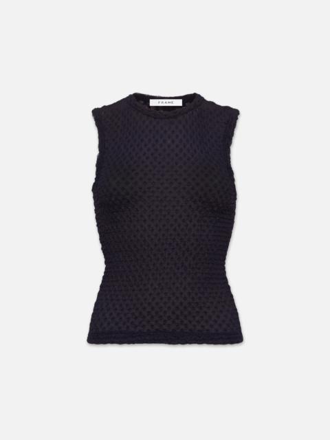 Sleeveless Mesh Lace Top in Navy