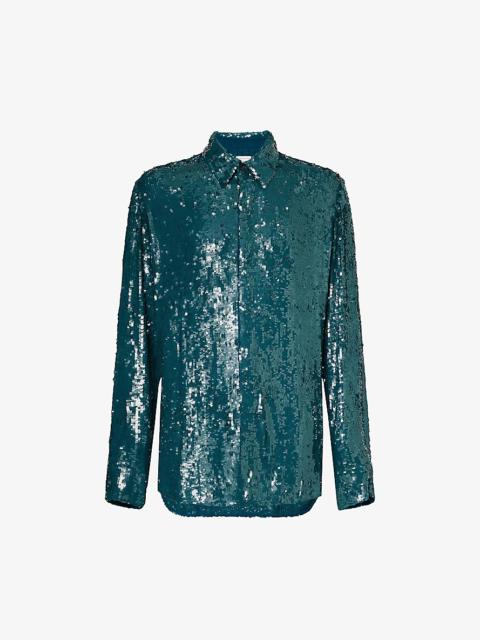 Dries Van Noten Sequinned regular-fit woven shirt