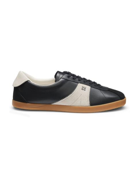 HUGO LEATHER SNEAKERS WITH SUEDE AND ZIGZAG DETAILS