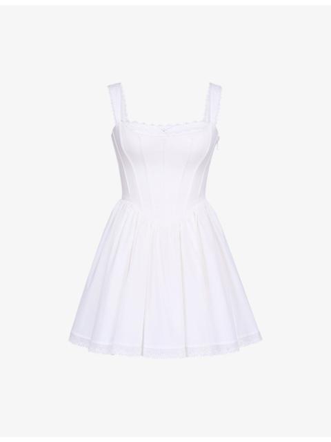 House of CB Ami Corset-Bodice Stretch-Cotton Mini Dress