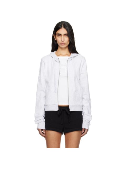 entire studios Gray Lightweight Cropped Zip Up Hoodie