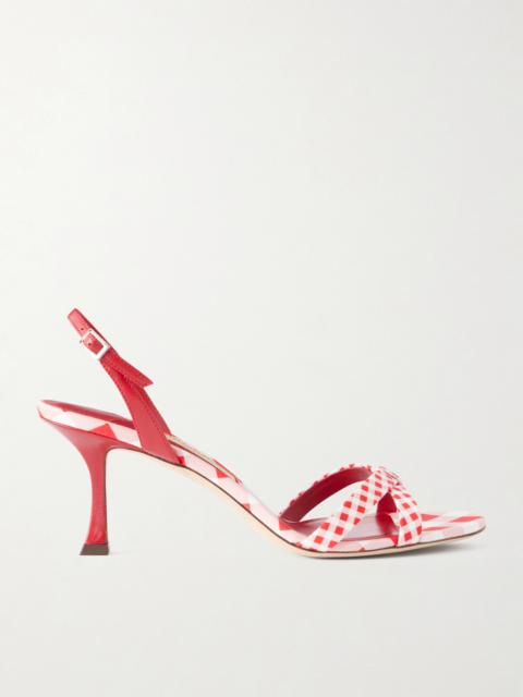 JIMMY CHOO Elsy 70 Leather-trimmed Twill Slingback Sandals